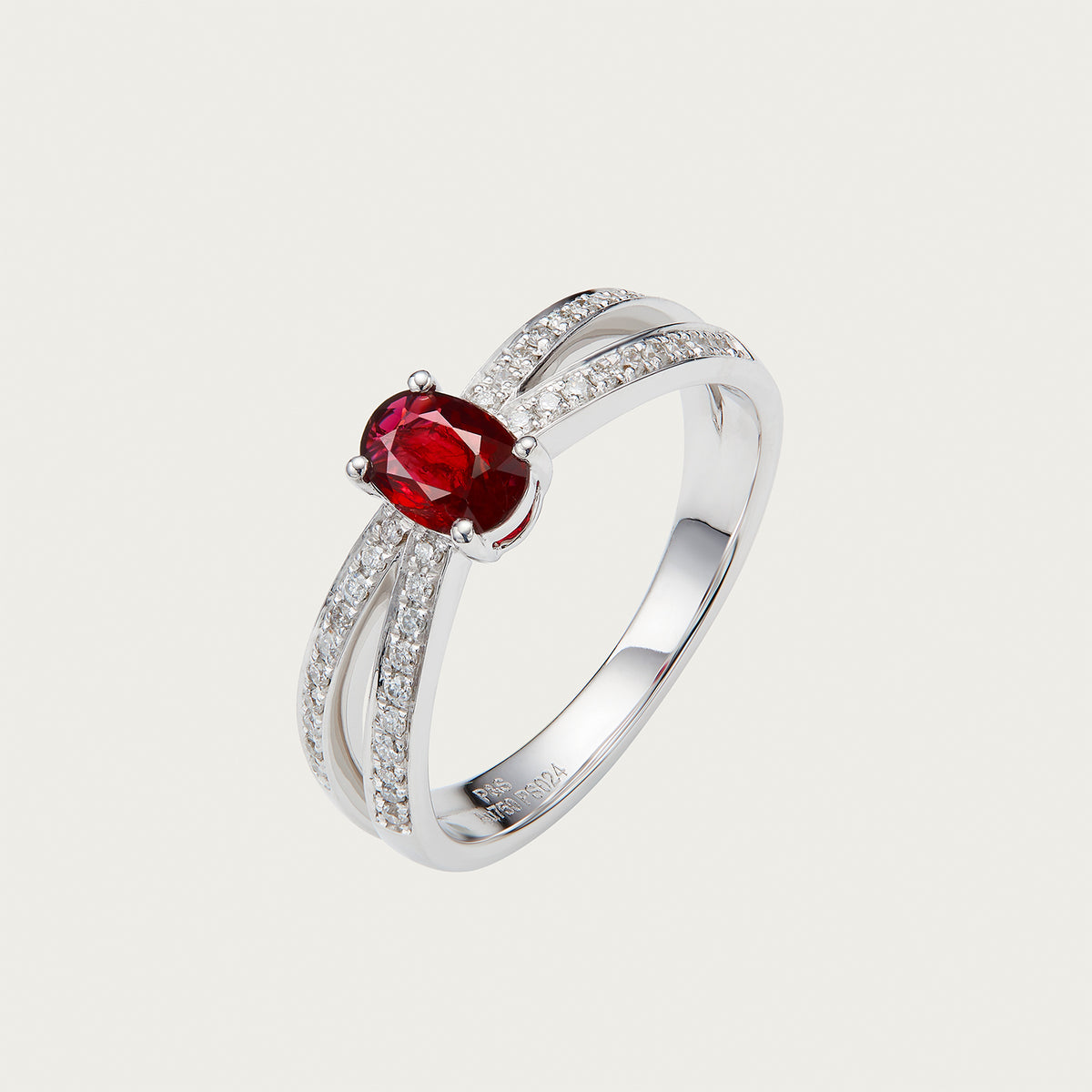 Galaxy Orbit — Unheated Mozambique Ruby and Diamond Ring, 18K White Gold