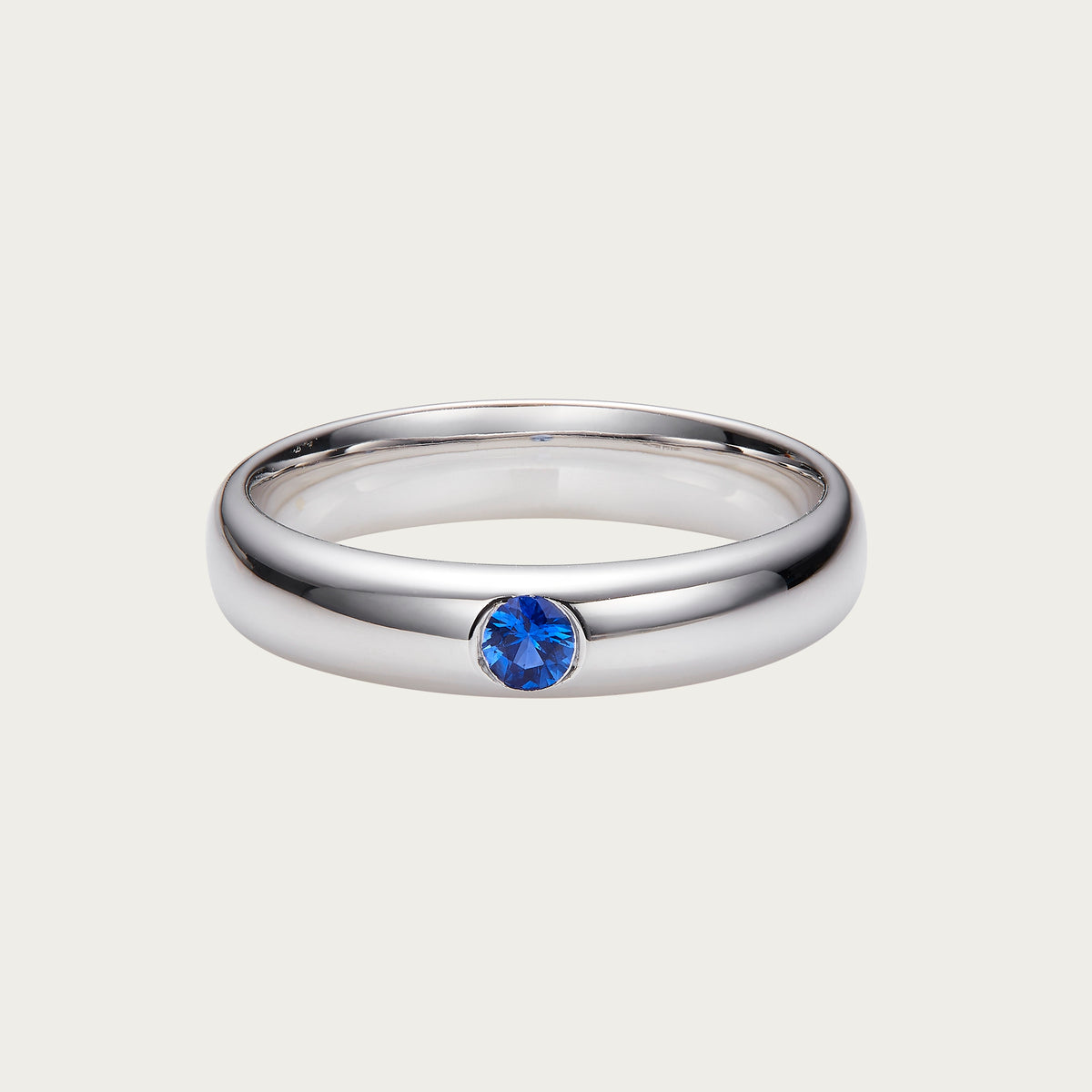 First Principle — Sri Lanka Royal Blue Sapphire Bezel-Set Band Ring, 18K White Gold
