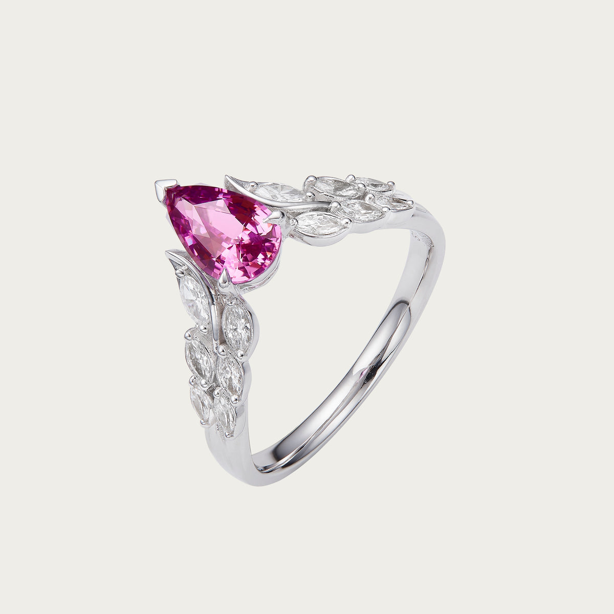 Ember Wing — Unheated Purple Sapphire Ring, 18K White Gold