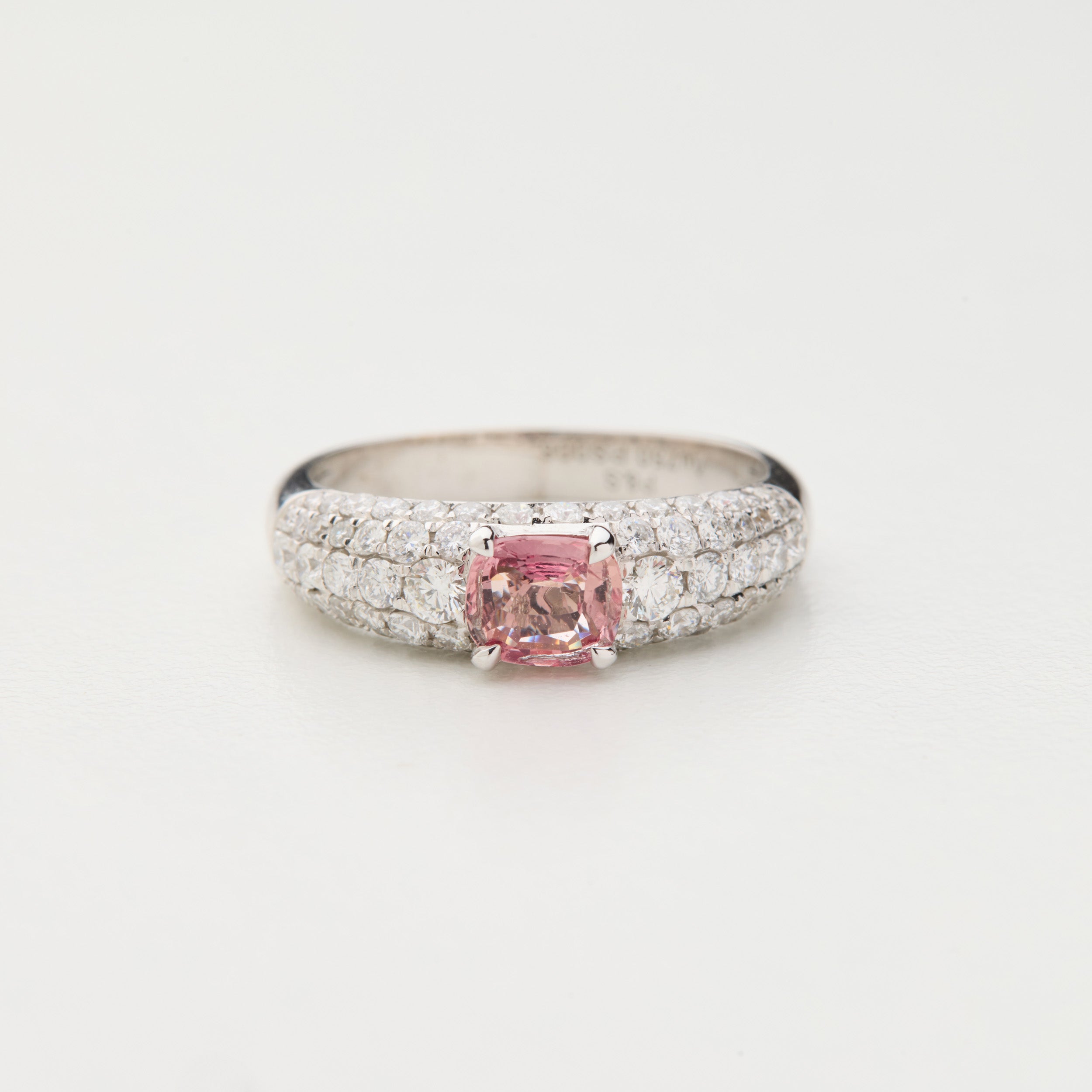 Galaxy Light ring with Padparadscha sapphire and diamond band in 18K white gold