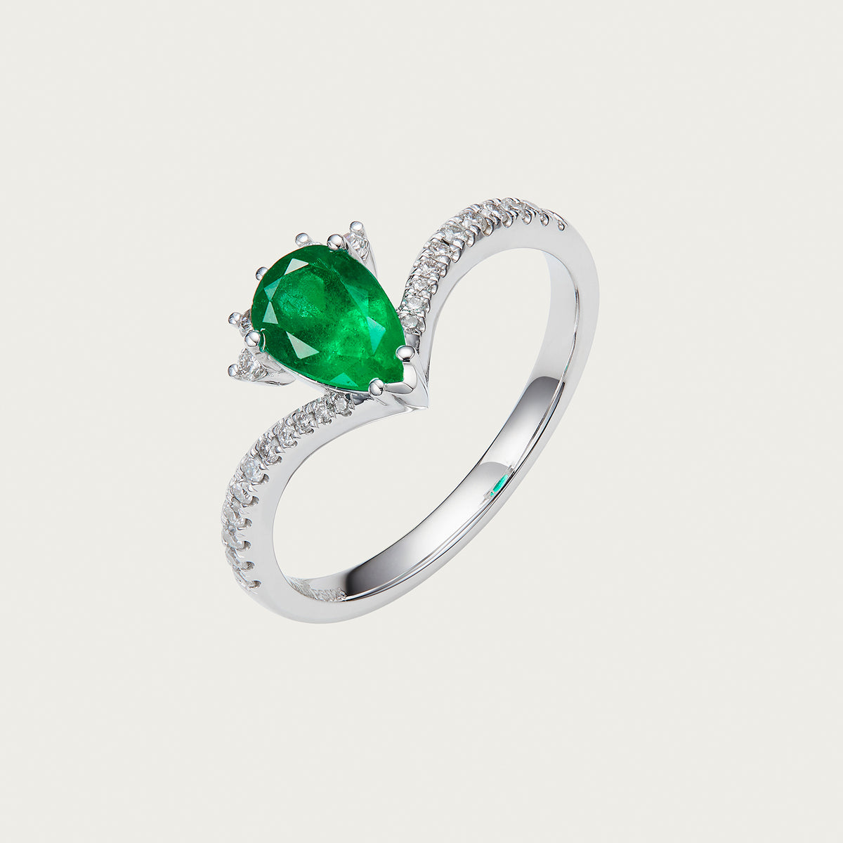 First Seed  — Columbia Emerald & Diamond Earrings, 18K White Gold