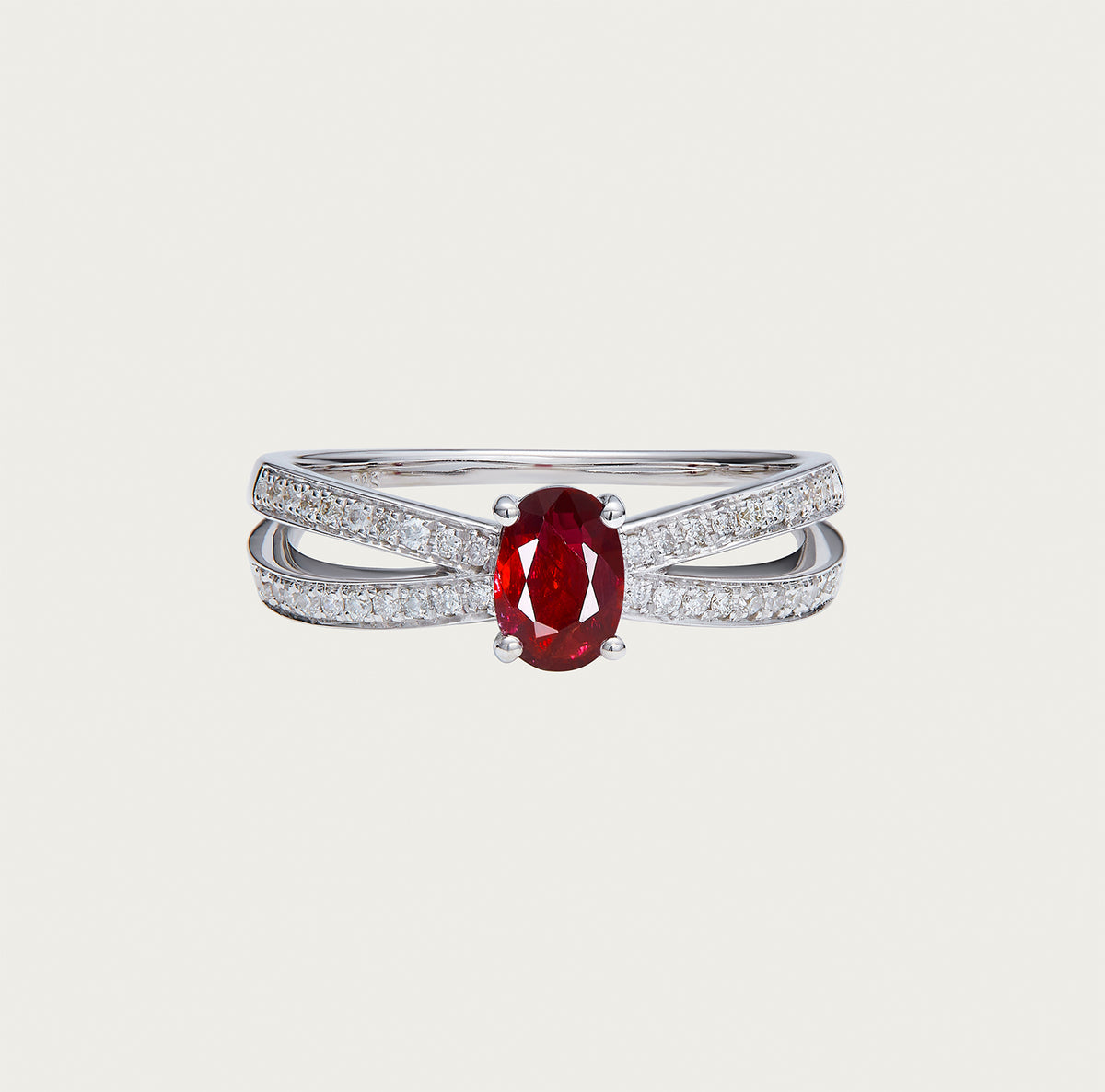 Galaxy Orbit — Unheated Mozambique Ruby and Diamond Ring, 18K White Gold