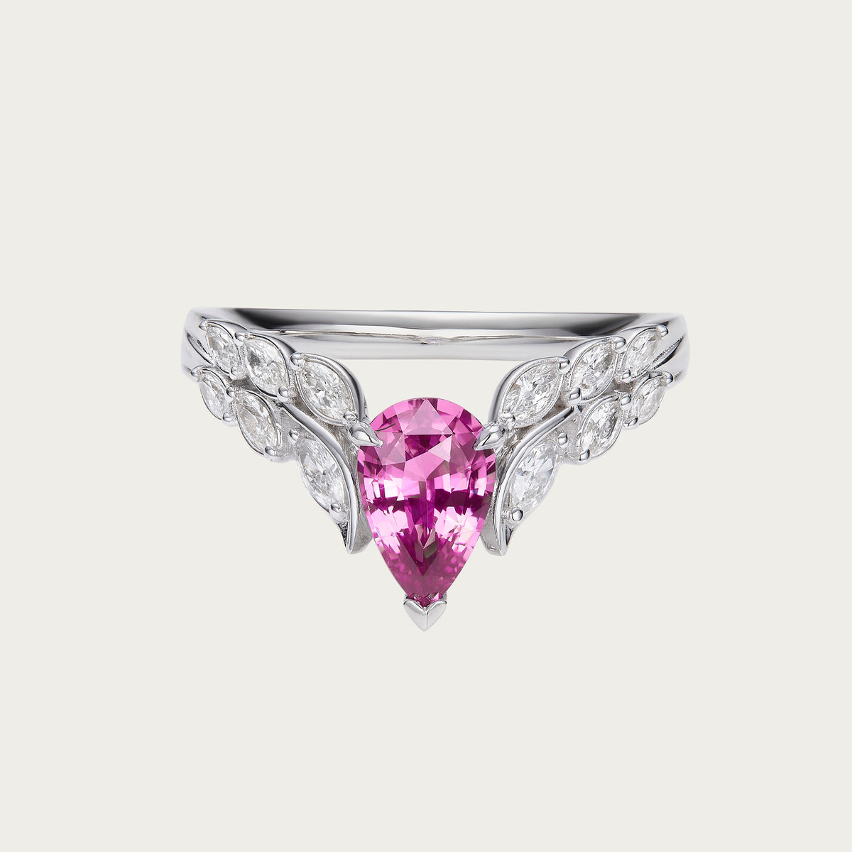 Ember Wing — Unheated Purple Sapphire Ring, 18K White Gold